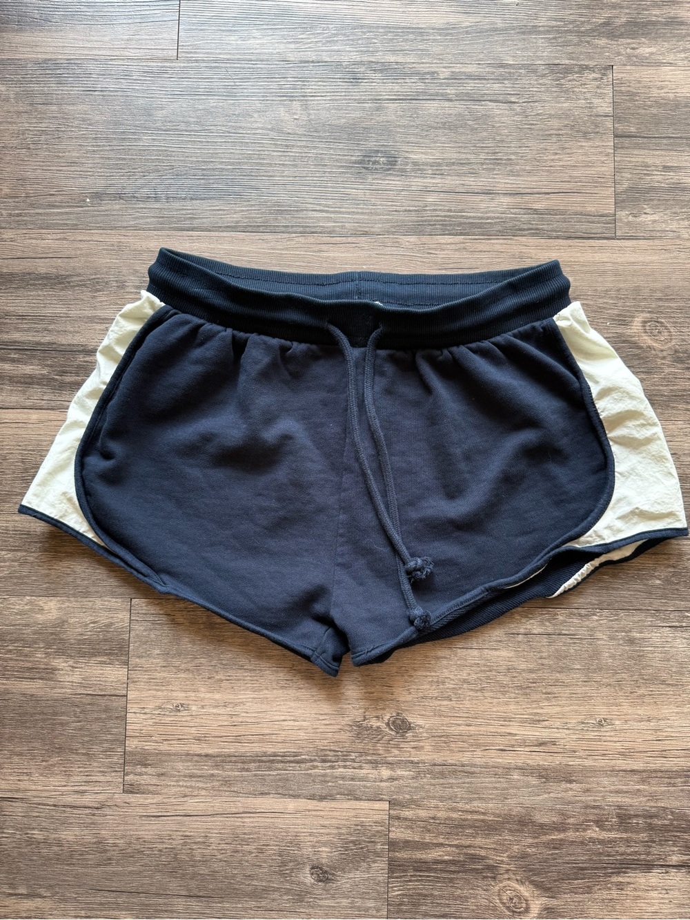 Zara Navy Shorts with Cream Side Panels